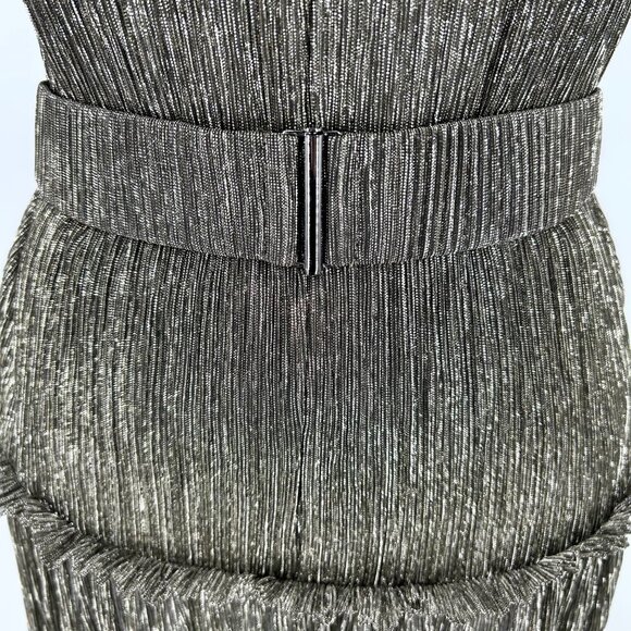 NWT Sabina Musayev Ray Tie Shoulder Metallic Tiered Maxi Dress - Picture 6 of 11